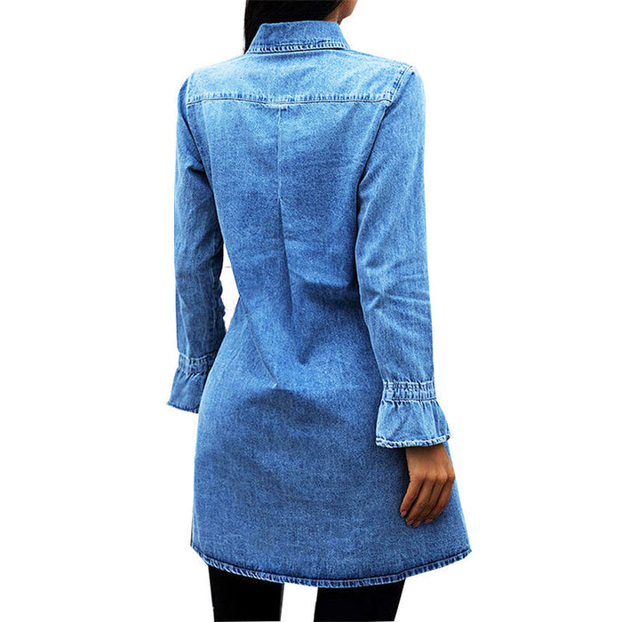 Denim Jacket Women  Autumn Winter New Slim Denim Dress Fashion Europe Denim Women  Dress Sexy