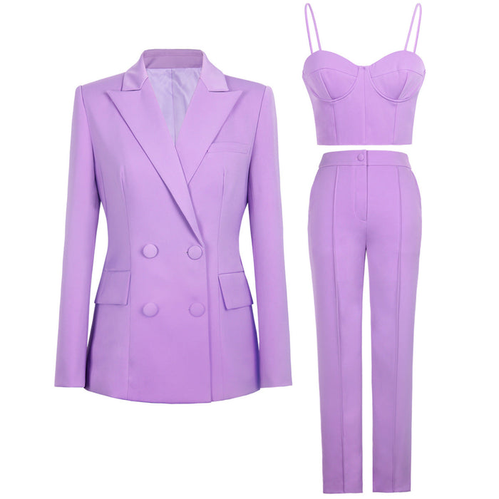 High Quality Casual Office Internet Celebrity Business Women  Blazer Suit  Set Three Piece Suit