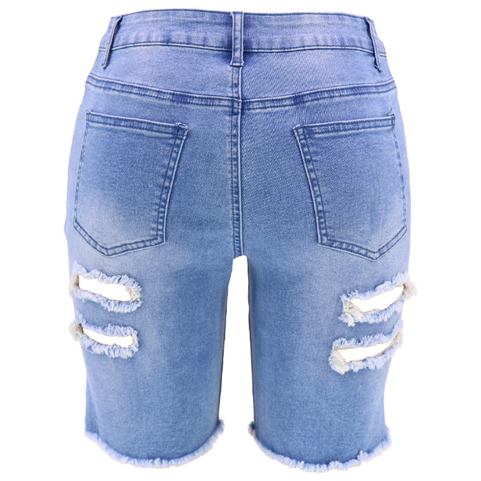 Spring Ripped High Waist Women Washed Jeans Denim Women Wear