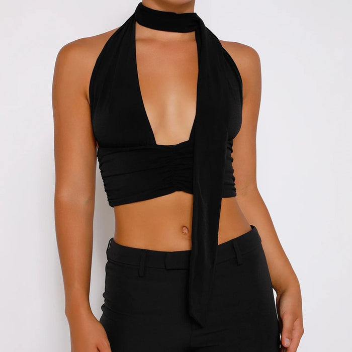 Women Clothing Summer Sexy Multiple Wear Halter Strap Sexy Clothes Women Short Top