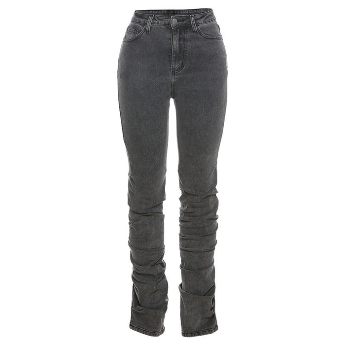 Women High Waist Sheath Casual Stacked Jeans