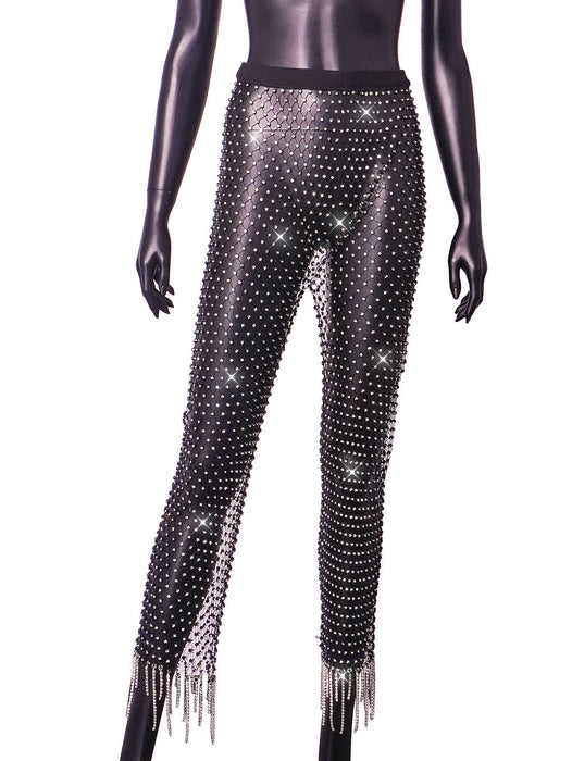 Mesh Stockings Women Clothes Rhinestone Fishnet Trousers