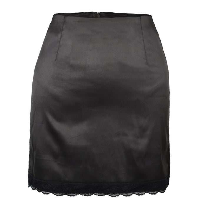 Women Clothing High Waist Sheath Solid Skirt Women Spring Summer Elastic Satin Lace Sexy Skirt