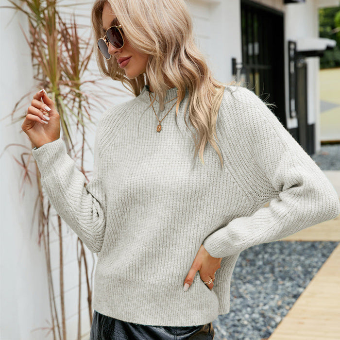 Autumn Winter Sweater round Neck Solid Color Sweater Pullover Long Sleeve Sweater