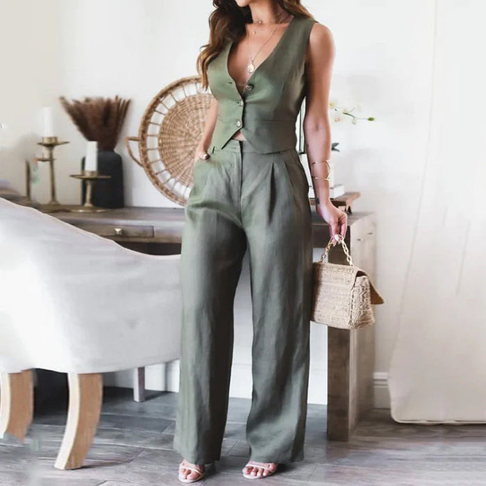 Autumn Vest Top Casual Trousers Two Piece Set