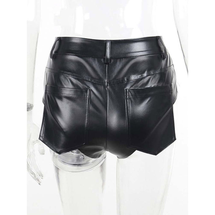 Leather Shorts Women Autumn Winter High Waist Hip Faux Leather Base Elasticity Tight Sexy Pants Ultra Short Leather Pants