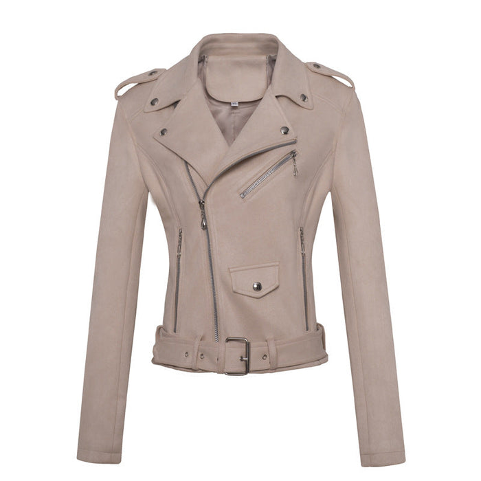 Women Clothing Motorcycle Jacket Women  Leather Top Short Slim Suede Leather Jacket Women