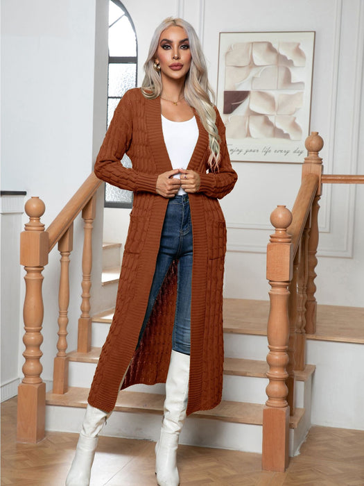 Popular Twist Pocket Extended Knitted Cardigan Sweater Women Autumn Winter Women Clothing