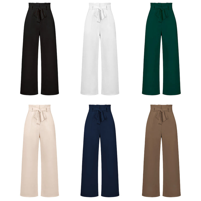 Fashion Workwear Women Dress Work Pant Casual All Matching Wide Leg Trousers Belt Commuting Pants Summer