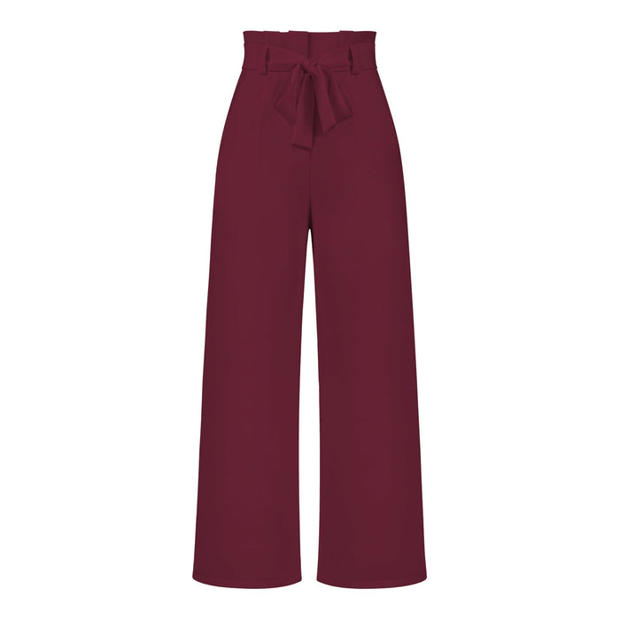 Fashion Workwear Women Dress Work Pant Casual All Matching Wide Leg Trousers Belt Commuting Pants Summer