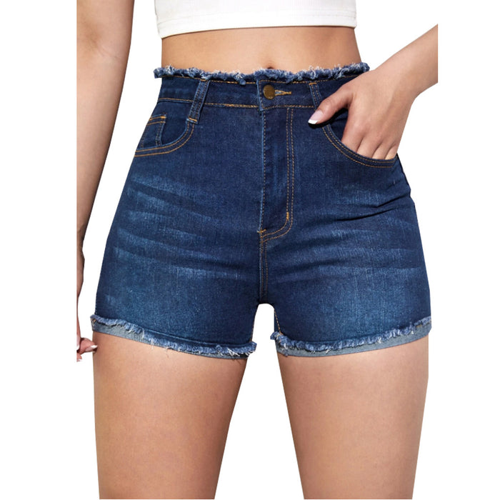 Slim-Fit Washed Denim Stretch Shorts