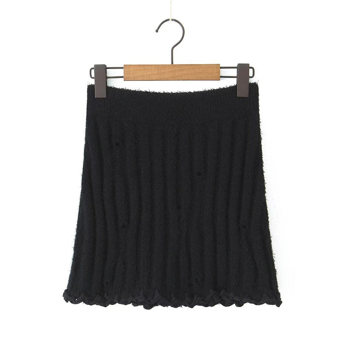 Autumn Two Color Handmade Rope Large Collared Sweater Rope Knitted Overskirt Sets