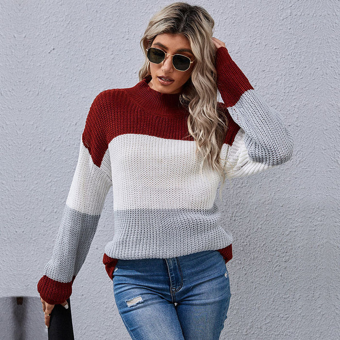 Autumn Winter Women Wear Long Sleeve Color Mid Length Sweater Casual Women