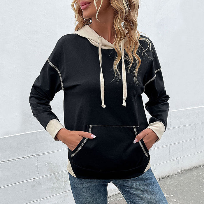 Women Clothing Long Sleeve Color Matching Autumn Sweater Women