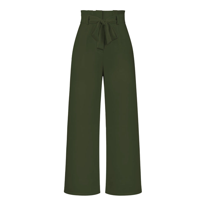 Fashion Workwear Women Dress Work Pant Casual All Matching Wide Leg Trousers Belt Commuting Pants Summer