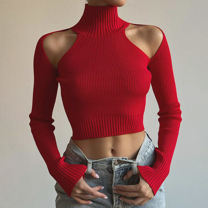 Autumn Women Clothing Sexy Off The Shoulder Top Women Slim Fit Long Sleeved Base Shirt T Shirt