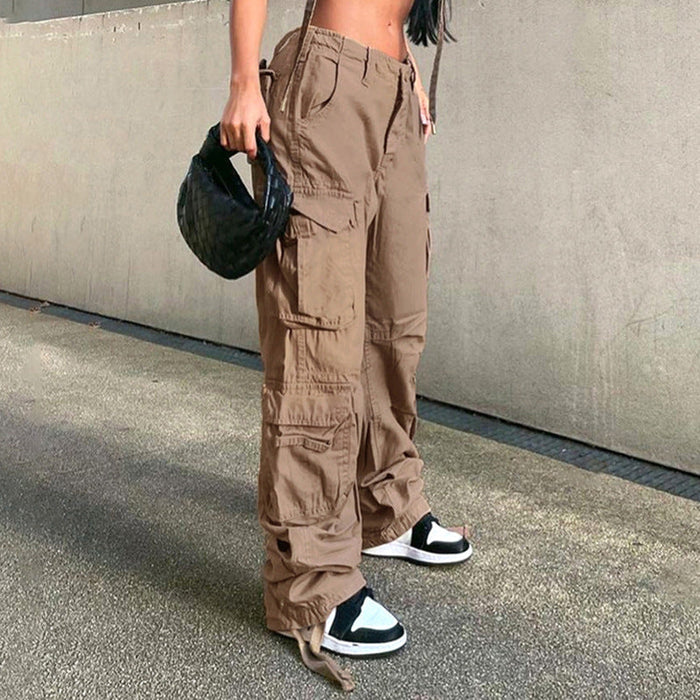 Self Built Station Autumn Winter Women  Street Hip Hop Low Waist Tooling Denim Pants Casual Pants