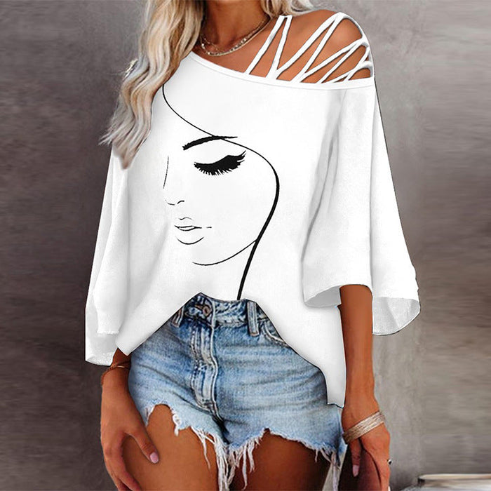 Autumn Stitching Loose Casual Top Women Printed T shirt