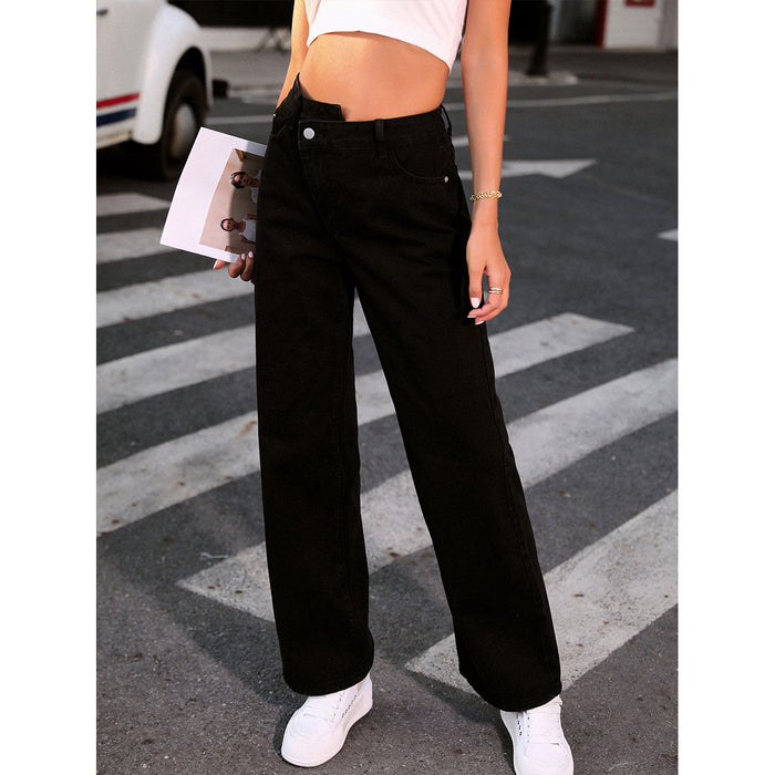 Women Clothing Casual Loose Drooping Slimming High Waist Denim Trousers