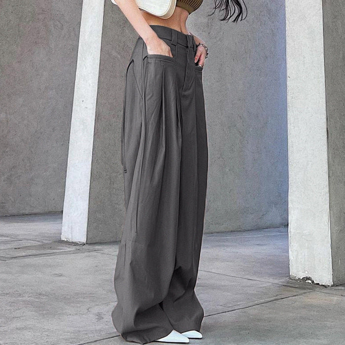 Summer sexy Retro Street Loose Low Waist Solid Color Woven Pants