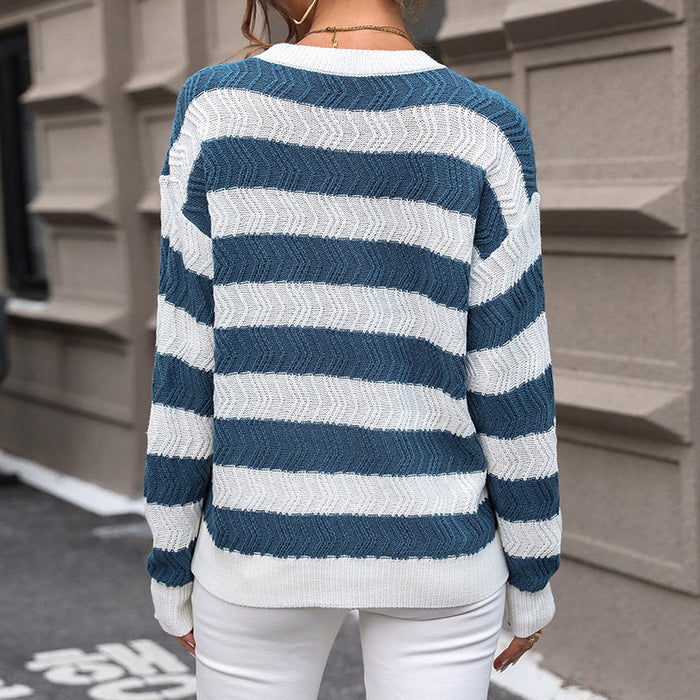 Autumn Women Wear Long Sleeve Striped Sweater