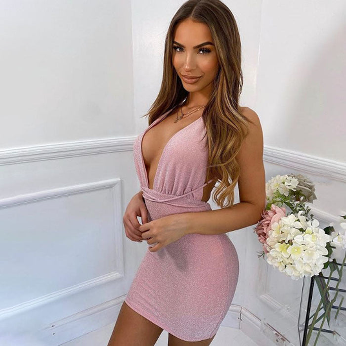 Sexy Bodycon Party Women Women V-neck Lace up Sexy Dress for Women