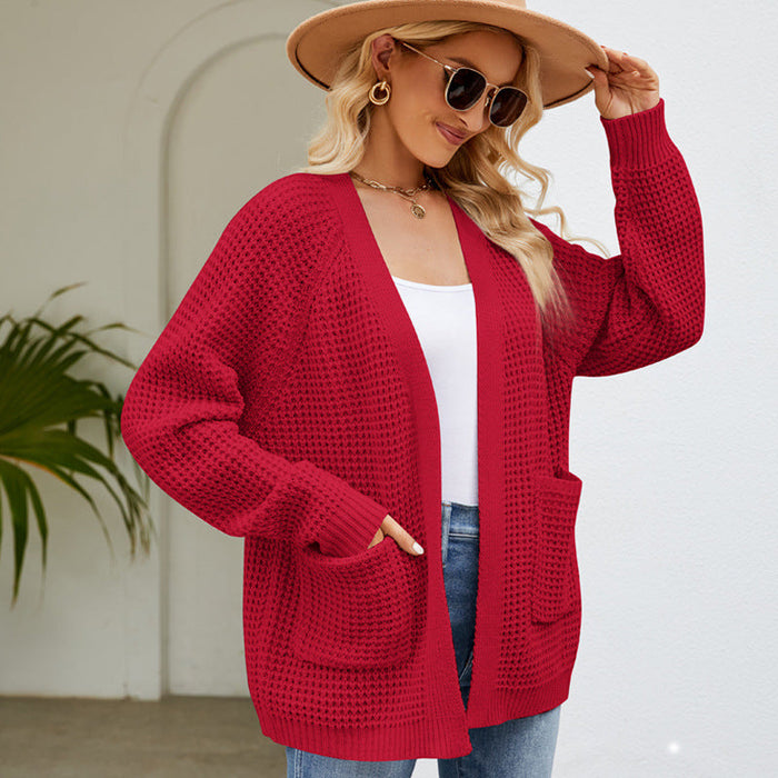 Knitted Sweater Coat Women Autumn Winter Retro Design Mid Length Knitted Sweater Cardigan