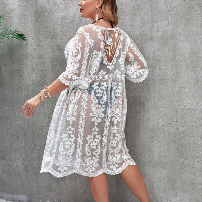 Vacation See through Sexy Sun Protection One Piece Beach Dress Women