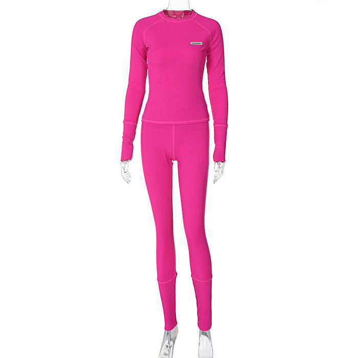 Women Clothing Winter Slim Long Sleeve Top Sports Yoga Skinny Pants Suit