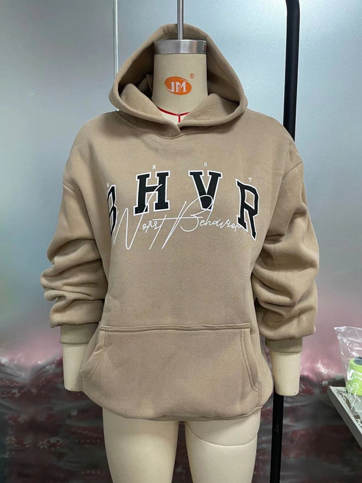 Women Clothing Hoodie Game Letter Graphic Printing plus Velvet Warm Long Sleeve Autumn Winter