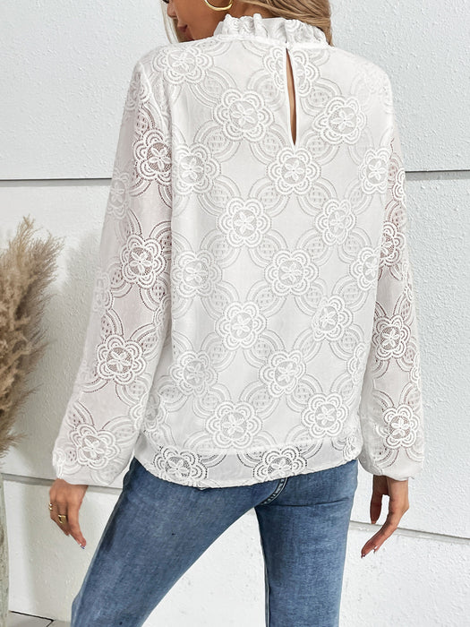 Autumn Winter Lace Collar Knitted Hollow Out Cutout Top Women Clothing