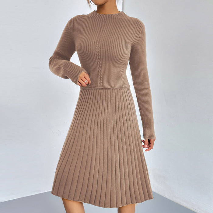 Solid Color A Line Skirt Autumn Winter Knitting Sweater Suit Skirt Slim Fit Twet Skirt