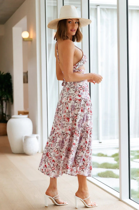 Spring Summer Pleated Lace up Backless Casual Two Piece Set Women