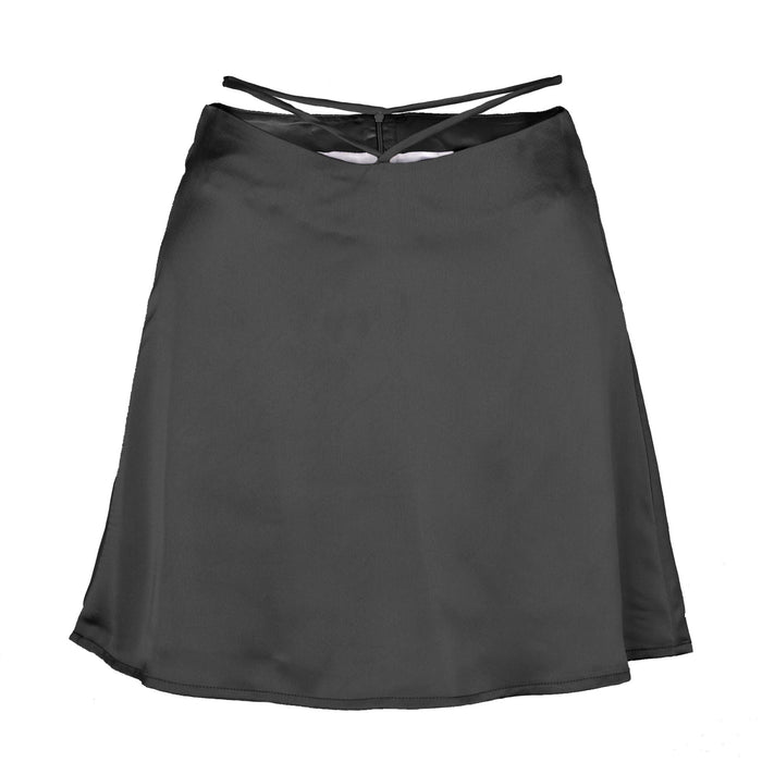 Solid Color Sexy Satin Skirt cropped Lace-up Zip Skirt Women Clothing