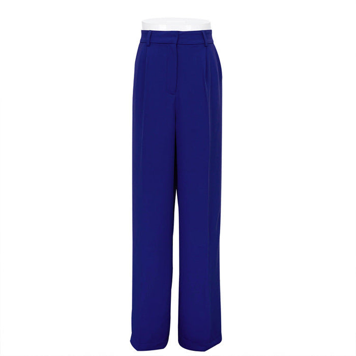 Spring Office High Waist Loose Klein Blue Casual Trousers Drooping Wide Leg Pants Women Work Pant